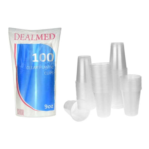 Dealmed Disposable Clear Plastic Cups, 9 Oz, 100 Ct, 25/Cs, 2500PK 781039 - main